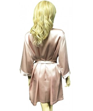 Robes Women's Satin Kimono Short Silky Robes w/Pockets for Bride and Bridesmaids - Rose Gold - CP18A58MUAS