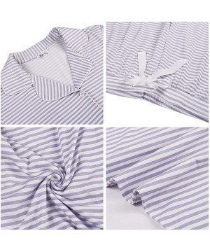 Sets Women's Ultra Soft Bamboo Pajama/Pj Sets - Long Sleeve/Button Down - Long-white Purple Stripe - CB18ZCWY4XZ