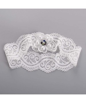 Garters & Garter Belts Wedding Bridal Garter Ivory Lace Garter Set with Rhinestone Satin Bow - Flower - CS19C4K2KAG