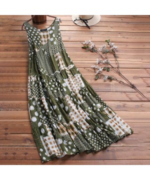 Nightgowns & Sleepshirts Women Vintage Floral Loose O-Neck Broken Flower Print Short Sleeve Cotton Linen Casusl Maxi Dress - ...