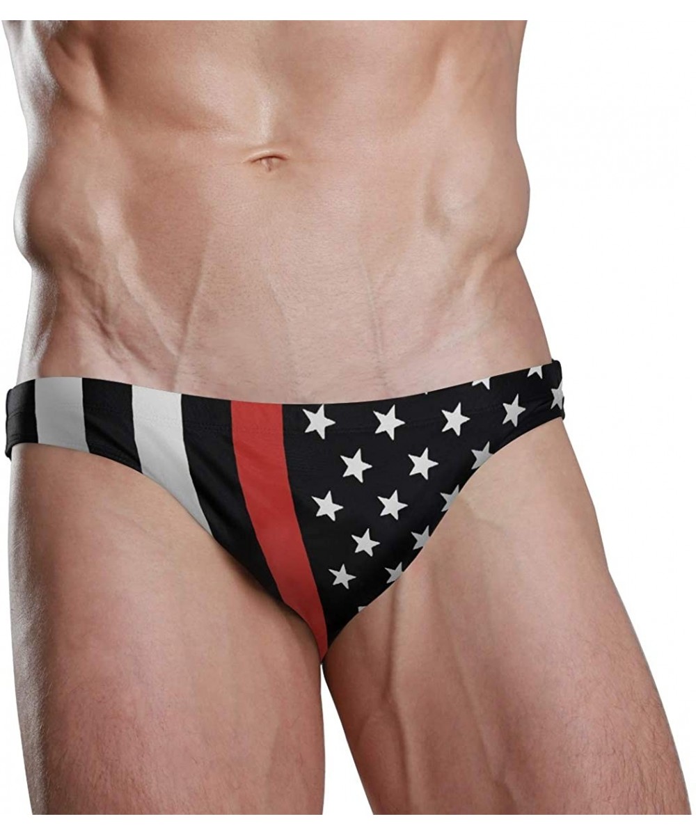 Briefs American Honoring Firefighter Flags Men's Underwear Basic Polyester Brief - American Honoring Firefighter Flags - C418...