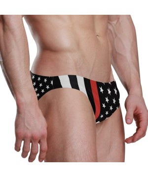 Briefs American Honoring Firefighter Flags Men's Underwear Basic Polyester Brief - American Honoring Firefighter Flags - C418...