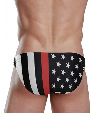 Briefs American Honoring Firefighter Flags Men's Underwear Basic Polyester Brief - American Honoring Firefighter Flags - C418...