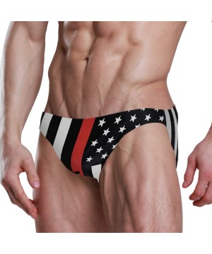 Briefs American Honoring Firefighter Flags Men's Underwear Basic Polyester Brief - American Honoring Firefighter Flags - C418...