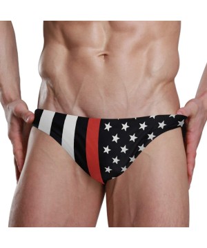 Briefs American Honoring Firefighter Flags Men's Underwear Basic Polyester Brief - American Honoring Firefighter Flags - C418...