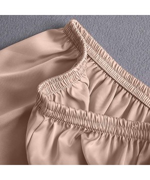 Sets 2020 Women V-Neck Eyelash Silk Lace Lingerie Sexy Stain Camisole Pajamas Bowknot Shorts Set - Beige - CS193YS74EC