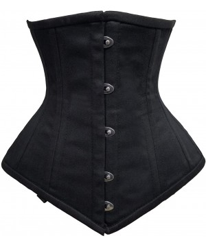 Bustiers & Corsets Heavy Duty 26 Double Steel Boned Waist Training Tight Lacing Underbust Shaper Corset 8554 - Black Cotton (...