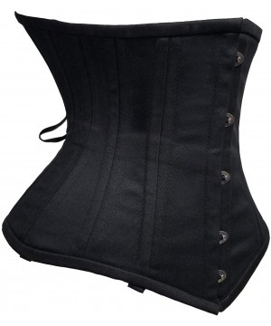 Bustiers & Corsets Heavy Duty 26 Double Steel Boned Waist Training Tight Lacing Underbust Shaper Corset 8554 - Black Cotton (...