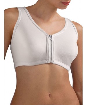 Bras Women's Zip Front Closure Bra Cotton - Mesh Racerback - White - CT114TLQ11P