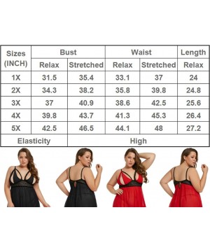 Baby Dolls & Chemises Sexy Plus Size Luxury Satin Lingerie Silk Babydoll Dress Set 1-5X - Cblack Peek-a-boo Split Cup - C518O...