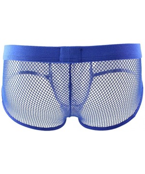 G-Strings & Thongs Boxers Briefs Mens Unique Lace Hollow Underwear Raised Thongs Sexy Underpants - Blue - C018WXMZE78