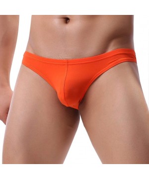 Briefs Mens Underwear Thong Briefs Low Waist Underwear Soft Breathable Knickers - Orange - CL18SEXAZLY