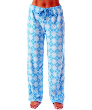 Bottoms Women's Plush Pajama Pants - Petite to Plus Size Pajamas - Blue - Argyle - CR18E7Y2WNH