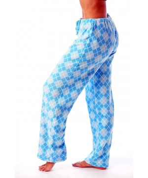 Bottoms Women's Plush Pajama Pants - Petite to Plus Size Pajamas - Blue - Argyle - CR18E7Y2WNH