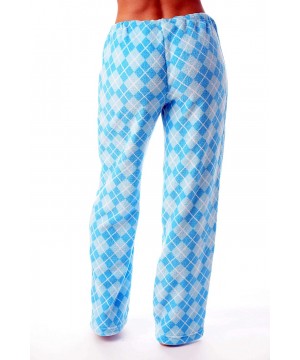 Bottoms Women's Plush Pajama Pants - Petite to Plus Size Pajamas - Blue - Argyle - CR18E7Y2WNH