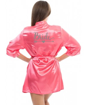 Robes Satin Robe for Bridesmaid Party with Silver Writing - Coral-bride - C1190RS4U5U