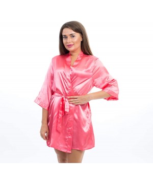 Robes Satin Robe for Bridesmaid Party with Silver Writing - Coral-bride - C1190RS4U5U