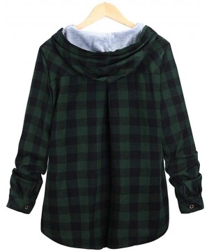 Thermal Underwear Long Sleeve Plaid Hooded Cardigan Women Jacket Blouse - Green - CG18I5U85MG