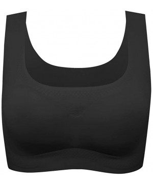 Bras Women's Seamless Yoga Bra Scoop Neck Everyday Bra Comfortable Invisible Sleeping Bralette - Black - CI192I9Z8W0