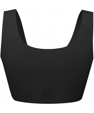 Bras Women's Seamless Yoga Bra Scoop Neck Everyday Bra Comfortable Invisible Sleeping Bralette - Black - CI192I9Z8W0