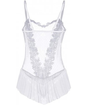 Accessories Women Sexy Lace Mesh One Piece Lingerie Bodysuit Underwear Sleepwear - White - C0197QCM745