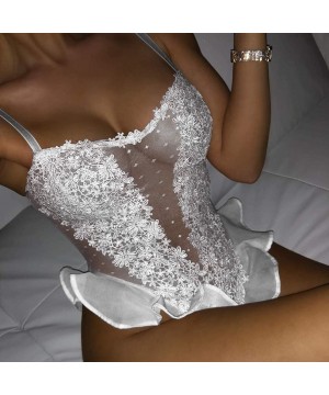 Accessories Women Sexy Lace Mesh One Piece Lingerie Bodysuit Underwear Sleepwear - White - C0197QCM745