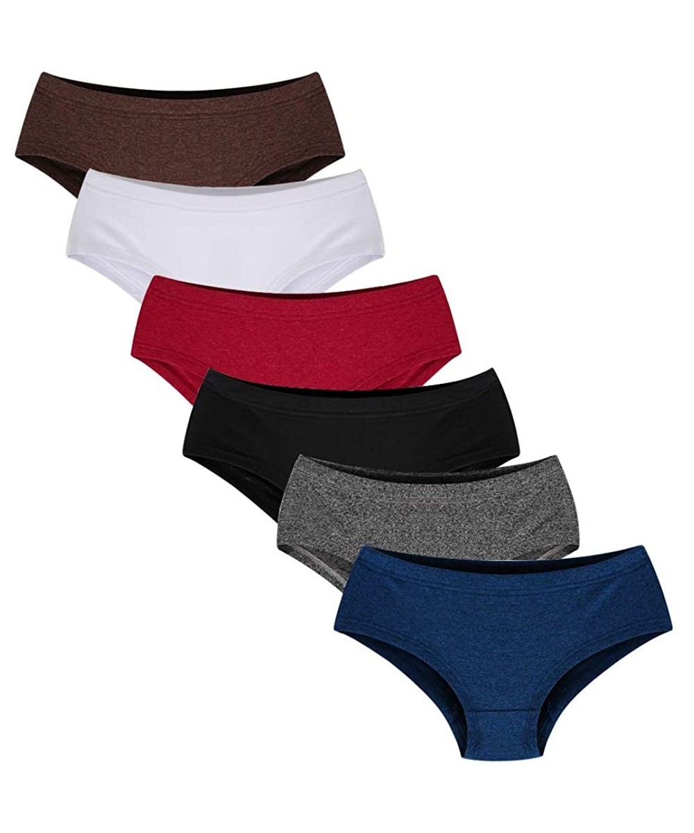 Panties Women's 6 Pack Comfort Soft Boyshort Briefs Cotton Spandex Panties Underwear (S(Waist 26-27inch)- 6 Colors) - CX18O7C...