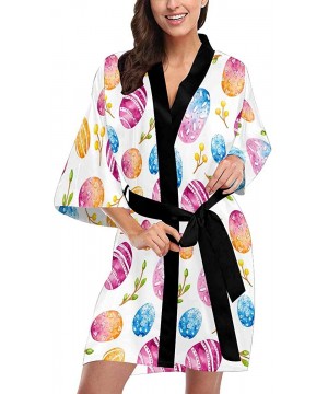 Robes Custom Elegant Dotted Pattern Women Kimono Robes Beach Cover Up for Parties Wedding (XS-2XL) - Multi 2 - C4194UHKN2N