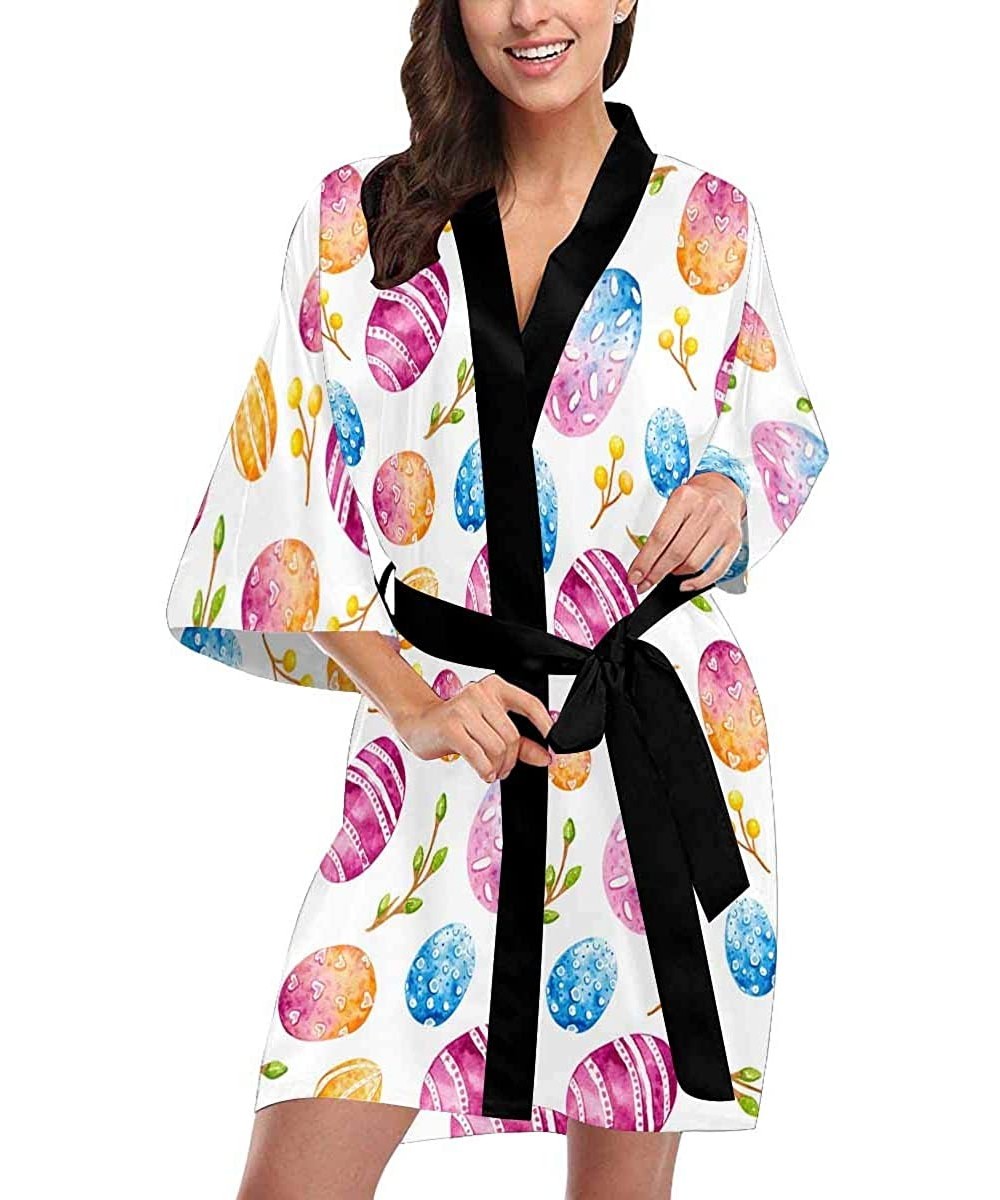 Robes Custom Elegant Dotted Pattern Women Kimono Robes Beach Cover Up for Parties Wedding (XS-2XL) - Multi 2 - C4194UHKN2N