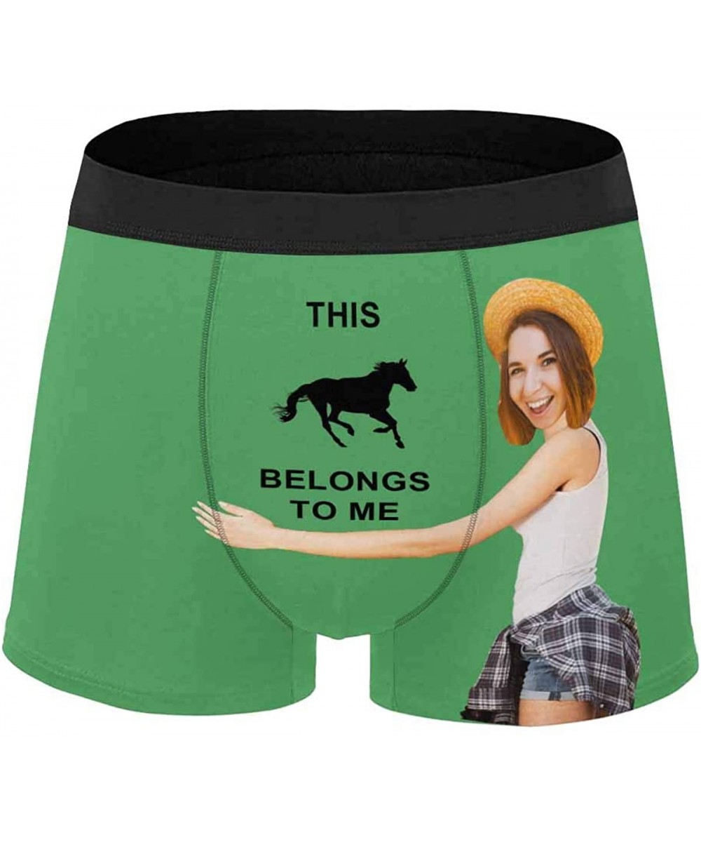 Boxers Custom Face Boxer Briefs for Man Briefs Panties Photo for Men Hug The Horse on Black - Type6 - CP19DE9EIQU