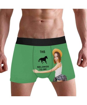 Boxers Custom Face Boxer Briefs for Man Briefs Panties Photo for Men Hug The Horse on Black - Type6 - CP19DE9EIQU