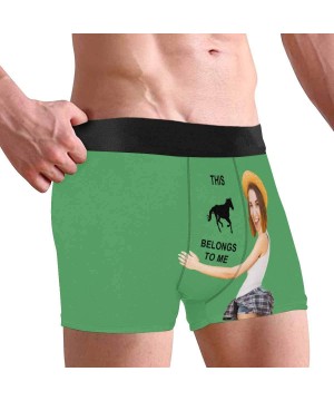 Boxers Custom Face Boxer Briefs for Man Briefs Panties Photo for Men Hug The Horse on Black - Type6 - CP19DE9EIQU