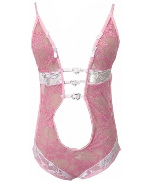 Baby Dolls & Chemises Lady's Sexy Lingerie Plus Size Lingerie Lace Underwear Siamese Babydoll Nightwear - Pink - CI18DYRON0D