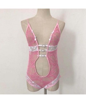 Baby Dolls & Chemises Lady's Sexy Lingerie Plus Size Lingerie Lace Underwear Siamese Babydoll Nightwear - Pink - CI18DYRON0D