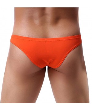 Briefs Mens Underwear Thong Briefs Low Waist Underwear Soft Breathable Knickers - Orange - CL18SEXAZLY