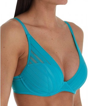 Bras Graphic Sheer Plunge Bra (7849) - Polaroid Blue - CS18Q9RRZGY