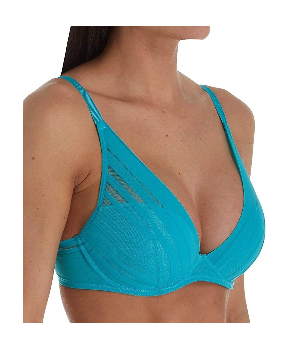 Bras Graphic Sheer Plunge Bra (7849) - Polaroid Blue - CS18Q9RRZGY