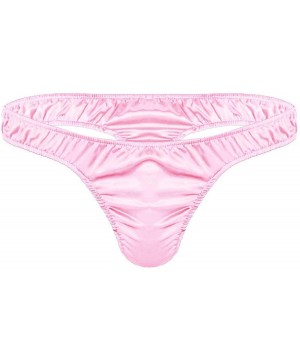 G-Strings & Thongs Men Sexy Lingerie Jockss Soft Shiny Ruffled Low Rise Bikini Underwear Panties Slip Sissy Pouch - Pink - CM...