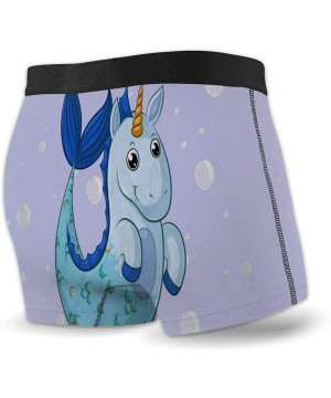 Boxer Briefs Funny Boxer Briefs Cartoon Unicorn Mermaid Vintage Underwear for Boys Short Leg Spandex Stretch - Pattern1 - C41...