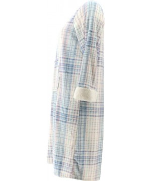 Robes Printed Silky Plush Robe Sherpa Trim A310779 - Multi Plaid - CK195802QUZ