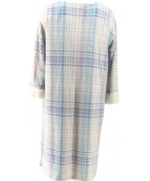 Robes Printed Silky Plush Robe Sherpa Trim A310779 - Multi Plaid - CK195802QUZ