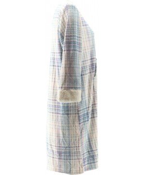 Robes Printed Silky Plush Robe Sherpa Trim A310779 - Multi Plaid - CK195802QUZ