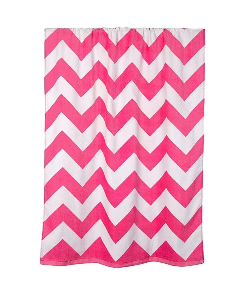 Robes Velour Beach Towel - Perfect Pink Chevron - CL125XEB7ZV