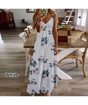 Slips Womens Boho Tie-Dye Dress Racerback Cocktail Party Tank Dress Beach Sundress - Floral White - C9190EL8AXU