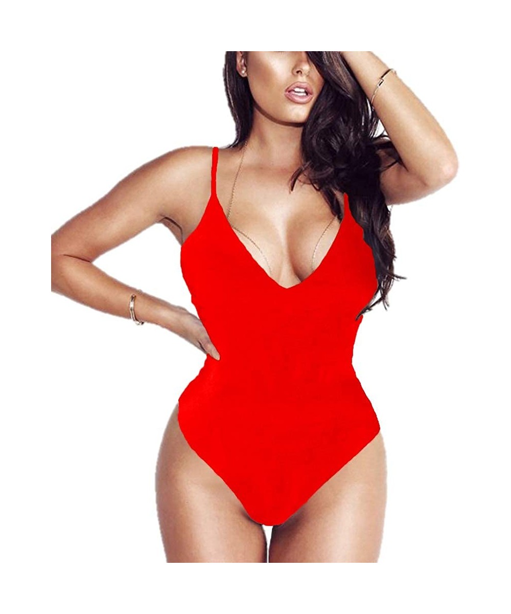 Shapewear Women's Spaghetti Strap Bodysuit Tops Sexy Deep V Neck/Scoop Neck Sleeveless Open Back Camisoles Jumpsuit Leotard -...