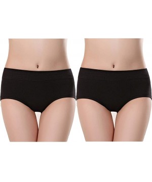 Panties Women's Soft Cotton Briefs Underwear Breathable Middle Waist Panties - 2-pack(black) - CR192360HMZ