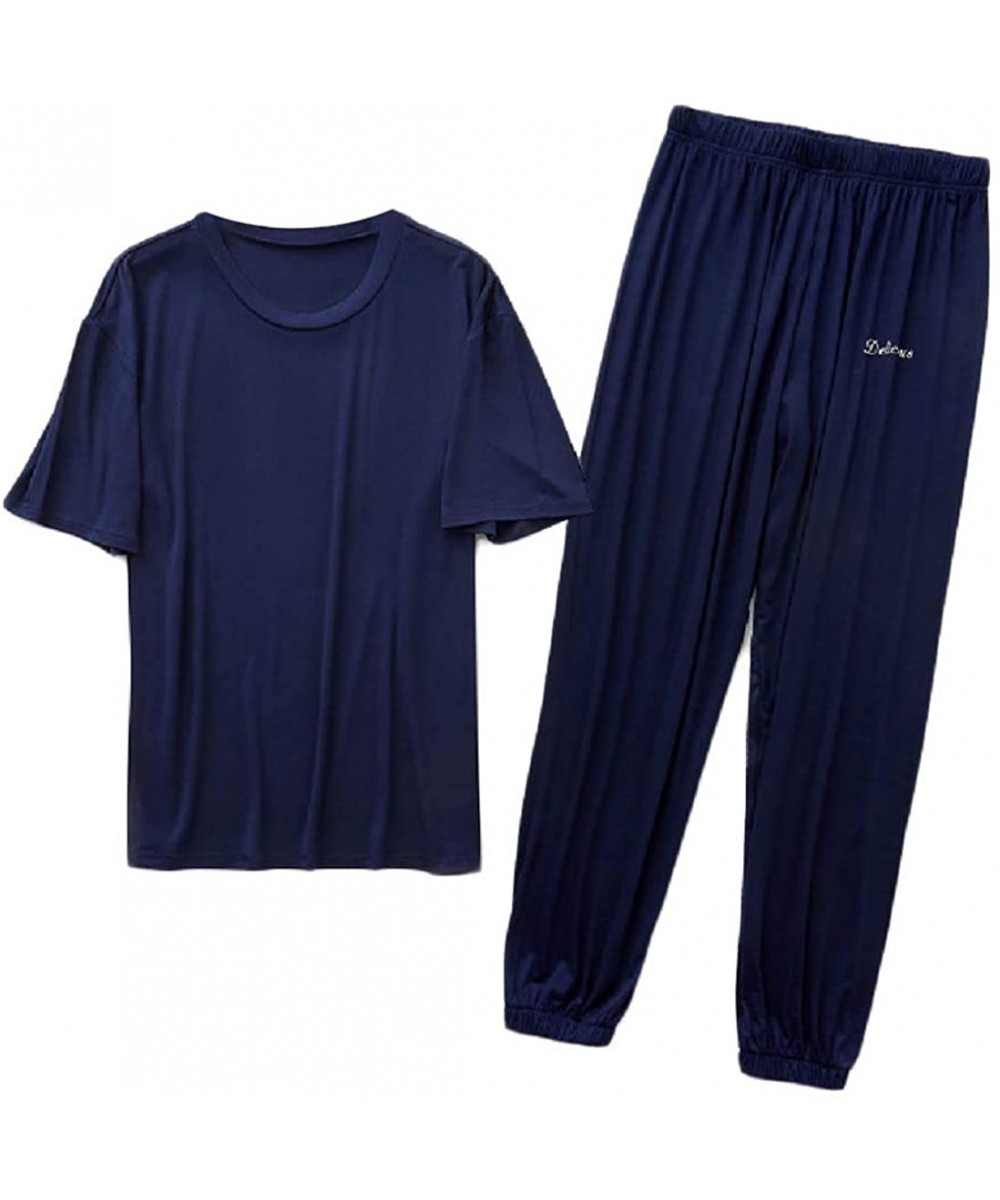 Sleep Sets Mens 2-Piece Lounger Thin Nightwear Modal Summer Long-Pants Sleepwear - 4 - CZ19CZSSM09