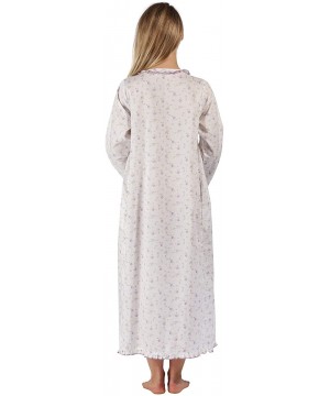 Nightgowns & Sleepshirts Womens Nightgown - Housecoat - Robe 100% Cotton - Elsa - Lilac Rose - CQ18QT54NLR