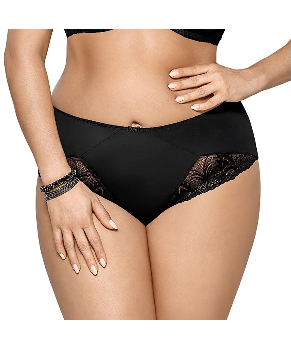 Panties K426 Women's Casablanca Beige Lace Knickers Panty Full Brief - Black - CZ1809TKQYY