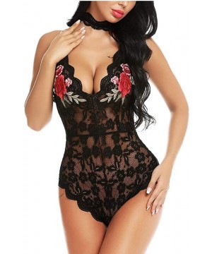 Bustiers & Corsets Womens Underwear-2019Fashion Women Babydoll Bodysuit Embroidered Applique Sexy Lingerie Underwear - 5772bl...